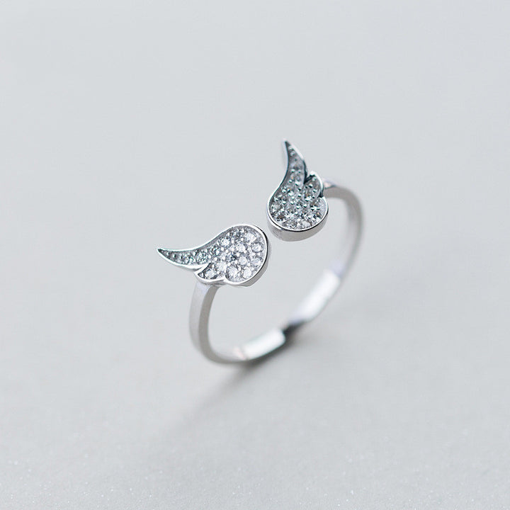 Female Diamond Angel Wing Single Ring 925 Silver – Gifts for Her — 1