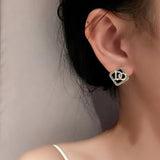 S925 Silver Needle Black Square Letter Earrings – Gift Ideas — 3