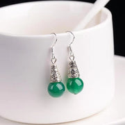 Elegant Silvering Earrings Female Chalcedony Green – Gifts for Her — 7