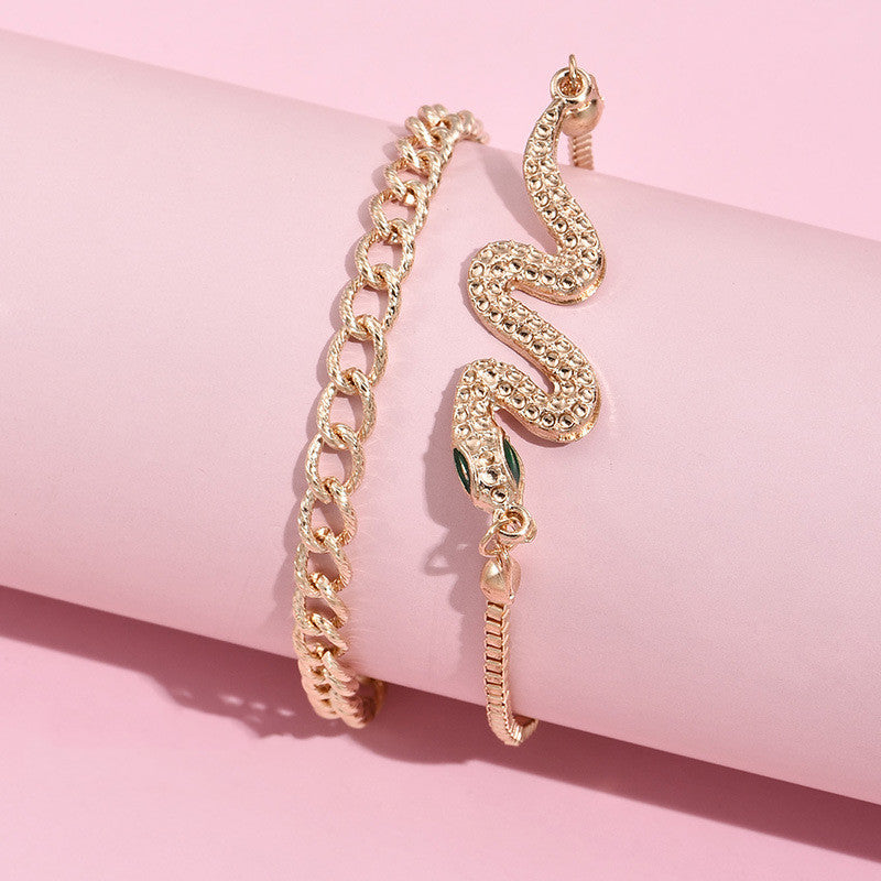 Snake-shaped Chain Bracelet Set 2-piece Set – Jewelry Gift Ideas — 1