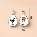Funny Love Coffee Doodle Glass Dangle Earrings – Gifts for Her — 5