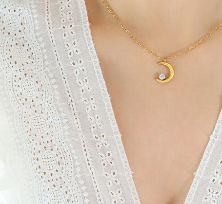 Lunala's Glimmer Gold Zirconia Necklace – Jewelry Gift Ideas — 1
