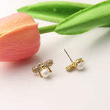 Women's Bee Pearl Grace Silver Stud Earrings – Gifts for Her — 5