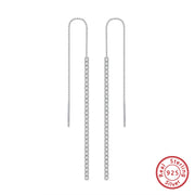 Sterling Silver Line Women's Zircon Earrings – Gifts for Her — 2