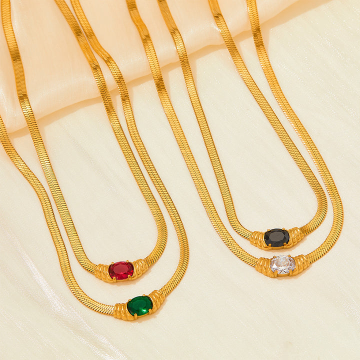 Glass Stone Pendant Stainless Steel Ornament – Jewelry Gift Ideas — 1
