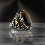 Snakelike Winding Black Flat Gemstone Ring Men's – Gifts for Him — 10