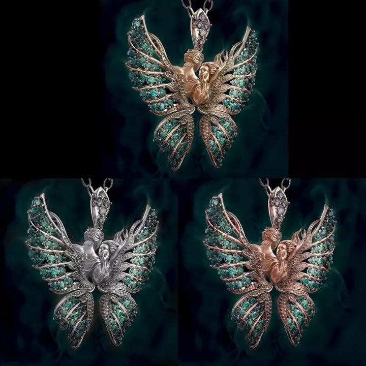 Angel Wings With Diamond Butterfly Necklace – Jewelry Gift Ideas — 1