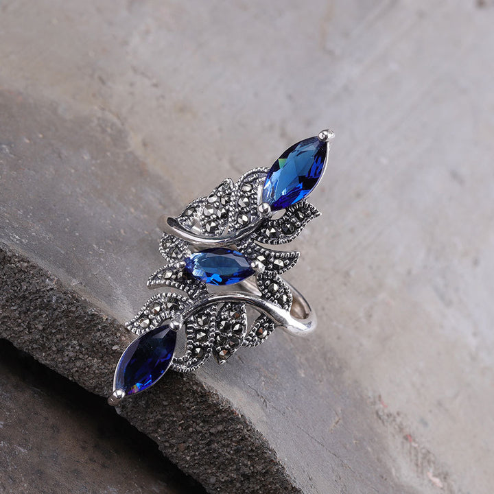 Electroplating Inlaid Blue Zircon Ring European – Stylish Gifts — 1