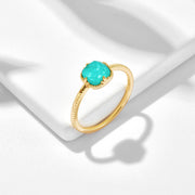 Natural Square Turquoise White Crystal Ring – Meaningful Gifts — 5