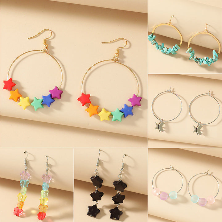Women's Simple Colorful Pentagram Earrings – Gifts for Her — 1