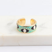 Trendy Hip Hop Women's Gold Plated Drip Oil Eye Ring – Gifts for Her — 7