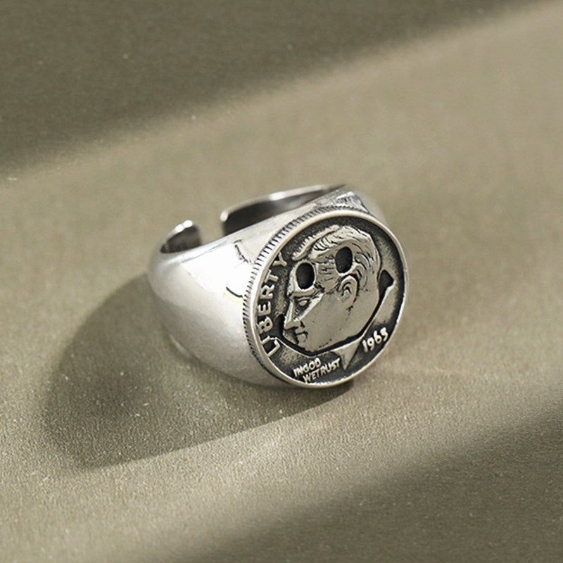 Fashion Exaggerated Letter Portrait Retro Ring Female – Stylish Gifts — 1
