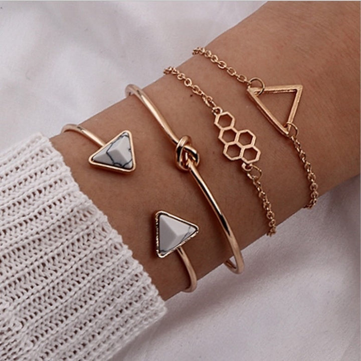 Knotted Triangle Honeycomb Four-piece Bracelet – Jewelry Gift Ideas — 1
