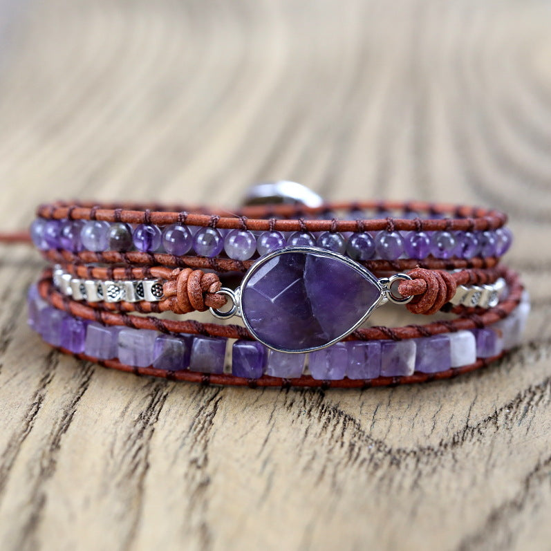Vintage Amethyst Bracelet Beaded Bracelet Woven – Jewelry Gift Ideas — 1