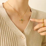 Emerald Zircon Necklace Titanium Steel 18K Gold – Jewelry Gift Ideas — 6
