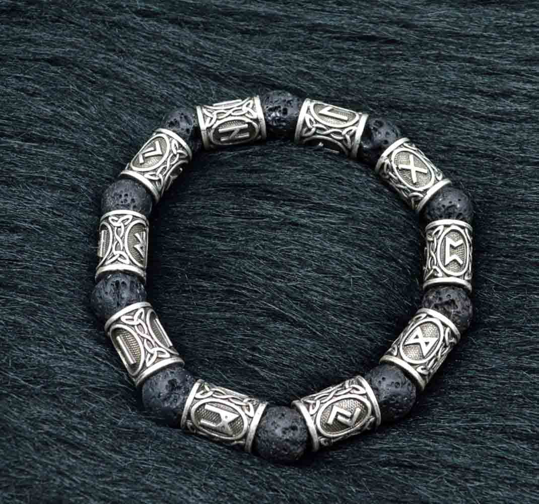 Volcanic Lava Stone Bracelet Viking Rune One – Jewelry Gift Ideas — 1