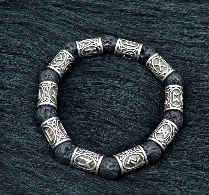 Volcanic Lava Stone Bracelet Viking Rune One – Jewelry Gift Ideas — 1