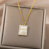 18k Copper Zircon Mom Square Pendant Necklace – Jewelry Gift Ideas — 6