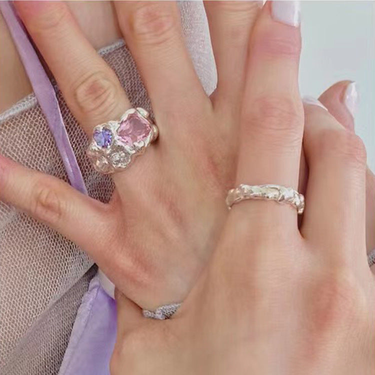 Irregular Metal Zircon Ring With A Design Feel – Practical Gifts — 1