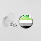 LGBT Pride Round Glass Stud Earrings Gay Lesbian – Stylish Gifts — 17