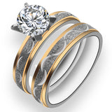 Women's Zircon Inlaid Titanium Steel Couple Ring – Gifts for Her — 1