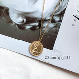 Simple Vintage Carved Coin Pendant Necklace – Jewelry Gift Ideas — 8