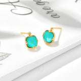 Natural Square Turquoise White Crystal Earrings – Gift Ideas — 4