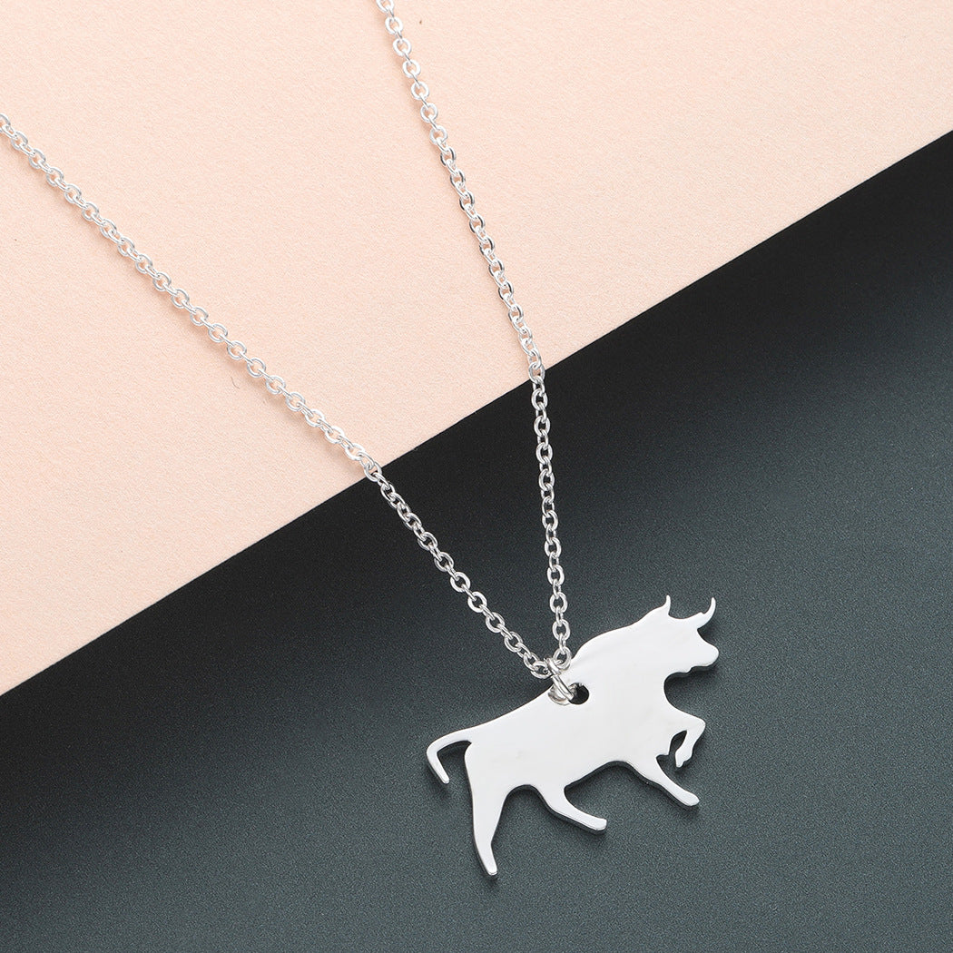 Stainless Steel Animal Necklace Bull Pendant – Jewelry Gift Ideas — 1