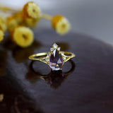 Natural Brazilian Amethyst Water Drop Ring – Small Gift Ideas — 4