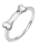 Silver Plated Diamond Bone Ring Pet Name Custom – Gifts for Pet Lovers — 4
