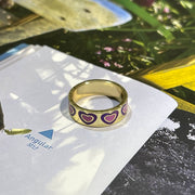 Sweet Love Contrast Oil Dropping Plain Ring – Gifts for Couples — 5