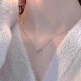 Full Diamond Bow Pendant Necklace Accessories – Jewelry Gift Ideas — 4