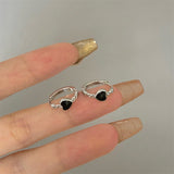 Black Love Heart Earrings Female Summer Ear Clip – Gifts for Her — 5