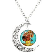 Van Gogh Starry Night Painting Moon Necklace – Jewelry Gift Ideas — 16