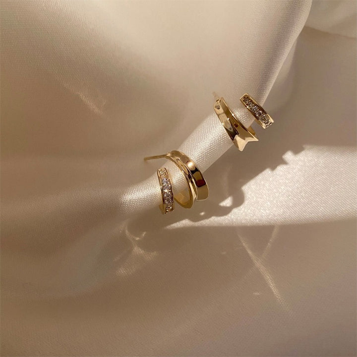 Simple Double-layer Copper-plated Women's Ear Studs – Gifts for Her — 2