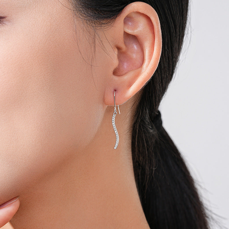 S925 Silver Snake-shaped Diamond Ear Hook Pendant – Jewelry Gift Ideas — 1