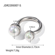 18K Gold Stainless Steel Pearl Size Open Ring Does – Everyday Gifts — 8