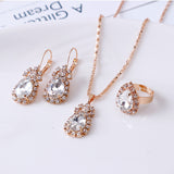 Water drop rhinestone necklace earrings ring set – Jewelry Gift Ideas — 8