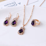 Water drop rhinestone necklace earrings ring set – Jewelry Gift Ideas — 10