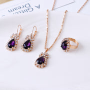 Water drop rhinestone necklace earrings ring set – Jewelry Gift Ideas — 10