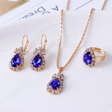 Water drop rhinestone necklace earrings ring set – Jewelry Gift Ideas — 2