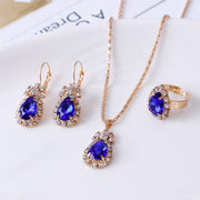 Water drop rhinestone necklace earrings ring set – Jewelry Gift Ideas — 2