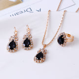 Water drop rhinestone necklace earrings ring set – Jewelry Gift Ideas — 7