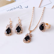 Water drop rhinestone necklace earrings ring set – Jewelry Gift Ideas — 7