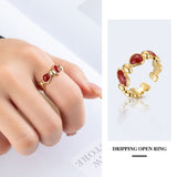 Retro New Year Red Love Oil Dripping Ring – Gifts for Couples — 2