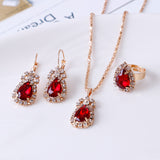 Water drop rhinestone necklace earrings ring set – Jewelry Gift Ideas — 9