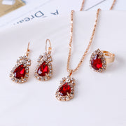 Water drop rhinestone necklace earrings ring set – Jewelry Gift Ideas — 9