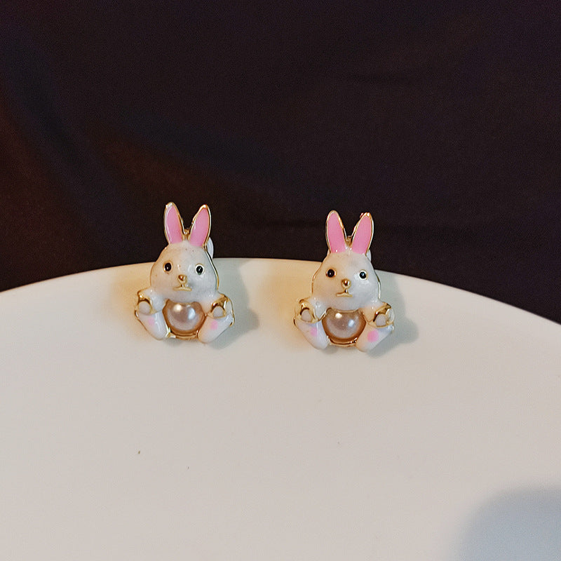 Sweet Cute Rabbit Stud Earrings 925 Silver – Gifts for Pet Lovers — 1