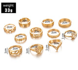 V-Shaped Geometric Diamond Alloy Ring Set – Birthday Gifts — 5