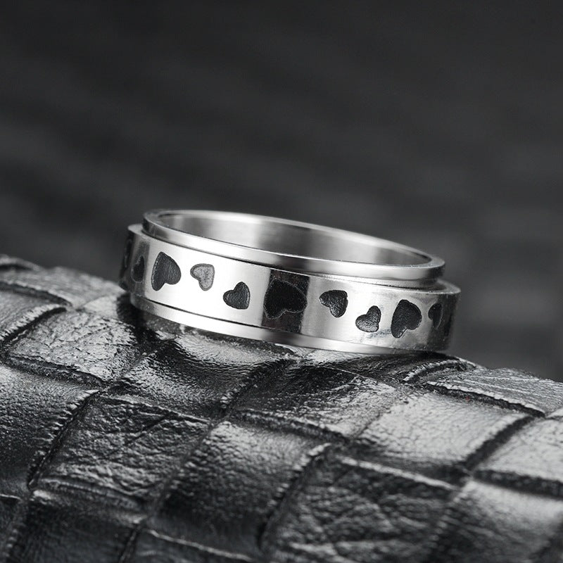 Heart-shaped Rotatable Titanium Steel Ring For Men – Gifts for Him — 1